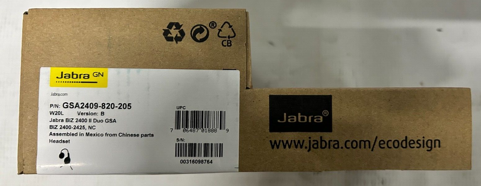 Lot of 2 Jabra 2409-820-205 Jabra BIZ 2400 II Duo GSA2409-820-205