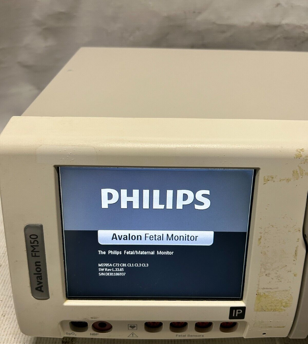 Philips Avalon FM50 Fetal Monitor M2705A REF 865071 w/ Power Cable