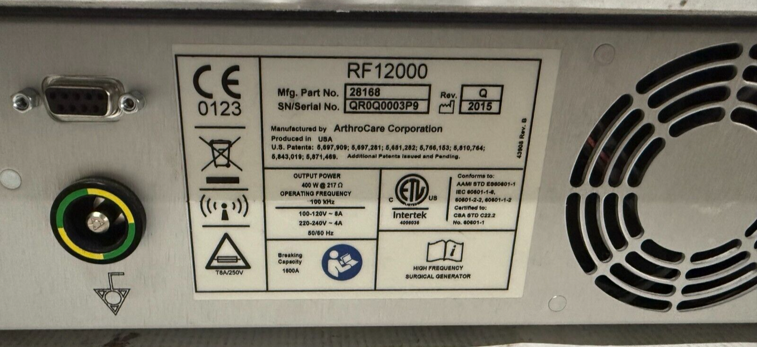 ArthroCare Quantum 2 RF12000 30 Day Warranty