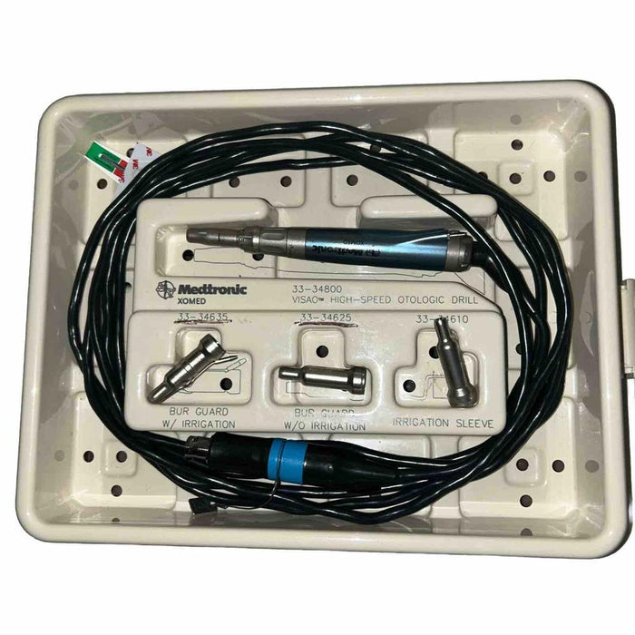 Medtronic Visao 3334800T High-Speed Otolaryngology Drill w Guards & Case ENT