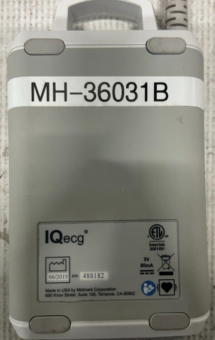 Midmark IQecg w/ Leads EKG ECG White/Gray Manufactured 2019 30 Day Warranty