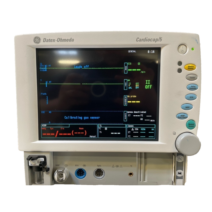 Datex Ohmeda Cardiocap 5 Patient Monitor- ECG, SPO2, NIBP, CO2,Temp W GASES