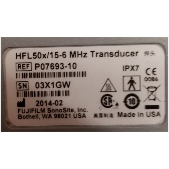 Sonosite HFL 50x/15-6 MHz Ultrasound Transducer Probe P07693-10 30 Day Warranty