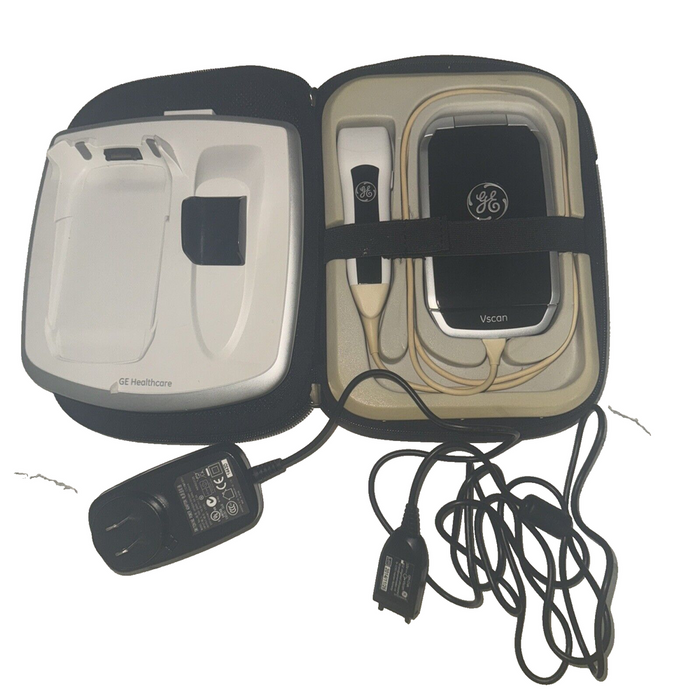 GE Vscan Portable Ultrasound Single Head W/ Docking Station + Power Supply +Case