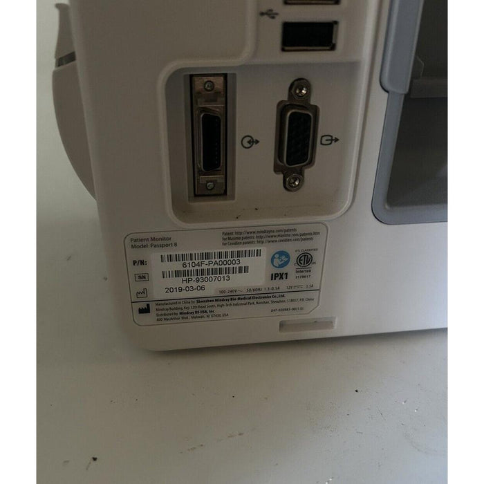 Mindray Passport 8 w/ Nellcor Spo2, ECG, NIBP, Temp & Printer 30 Day Warranty
