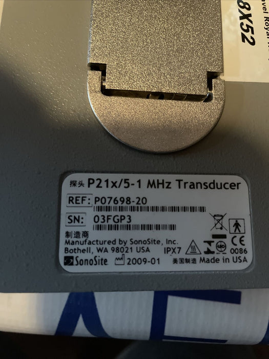 Sonosite Ultrasound Probe P21x/5-1 MHz Transducer Ref P07698-20 30 Day Warranty