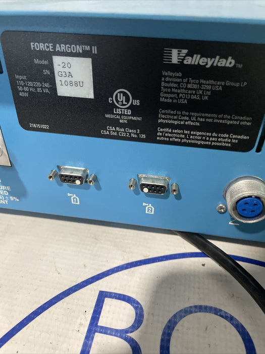 VALLEYLAB FORCE ARGON 2 GAS DELIVERY SYSTEM NOT WORKING