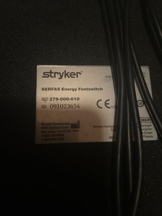 Stryker Footswitch Footpedal REF 279-000-010 30 Day Warranty!